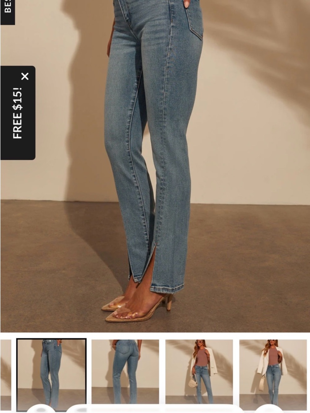 Vici Mid Wash High-Rise Straight Leg Jeans with Front Slit